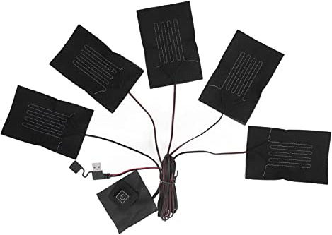 Chaleco eléCtrico 5 en 1, Almohadilla TéRmica de Tela, 3 Velocidades, Temperatura Ajustable, Almohadilla Calefactora USB, Almohadillas Impermeables para Chaqueta, Almohadilla Calefactora de Fibra