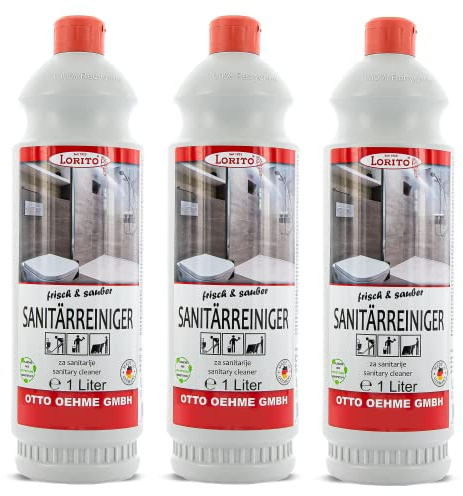 Lorito frisch & sauber Sanitärduftreiniger auf Amidosulfonsäurenbasis 3x1L | Reiniger-Konzentrat zur umfassenden Sanitärreinigung, entfernt auch hartnäckige Verunreinigungen, hinterlässt Frischeduft