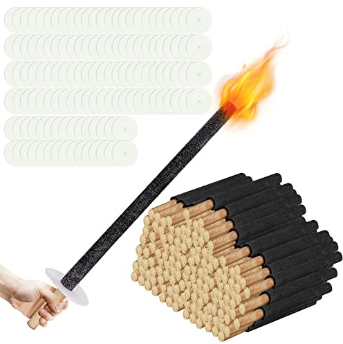 Gimisgu Fackeln 200 Stück Gartenfackeln für Draußen Brennzeit 45 min inkl. Handschutz mit Extra Langem Griff für Kinder Fackeln Nachtwanderung