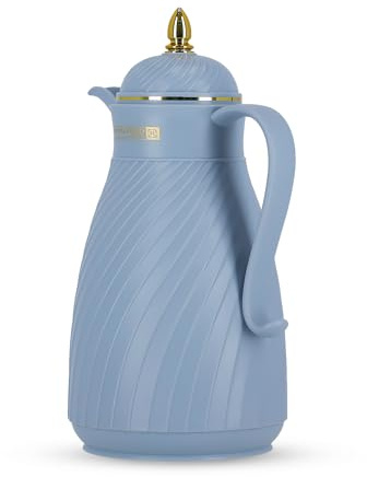 Royalford Glass Vacuum Flask | Vacuum Insulated Tea Carafe 1000ML | Heat & Cold Retention, Thermal Insulated Airpot | Insulated jug Preserves Flavor & Freshness, Household Office Kettle Pot Jug, Blue