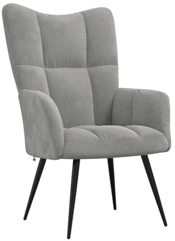 vidaXL Relaxsessel, Sessel mit Stahlgestell, Relaxstuhl Polsterstuhl mit Armlehne, Fernsehsessel Polstersessel Wohnzimmer, Modern, Hellgrau Samt