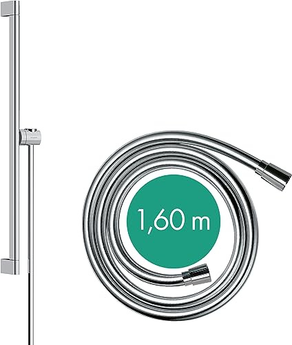 hansgrohe Brausestange Unica S Puro, Duschstange 65cm mit Brauseschlauch Isiflex 160cm und Easy Slide Duschkopfalterung, Chrom