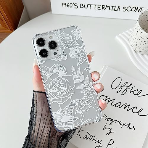 XIZYO Transparente TPU Hülle für iPhone 12 Pro Max, Niedlich Rose Blume Floral Muster Weich Schlank Stoßfest Handyhülle, für Mädchen Frauen Luxus Anti-Kratzer Durchsichtig Matt Schutzhülle, Weiß