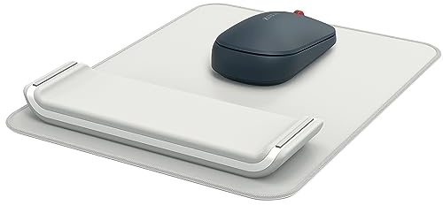 Leitz Ergo Mauspad mit verstellbarer Handgelenkauflage, zwei Höheneinstellungen, verbessert Haltung & Durchblutung, Computer-Mauspad, Für Rechts- und Linkshänder, Ergo-Serie, Hellgrau/Weiß, 65170085
