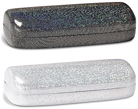 molshine 2 Stück Hartschalen-Brillenetui, Laser-Brillenetui für kleine Sonnenbrillen Damen oder Herren (Schwarz & Weiß)