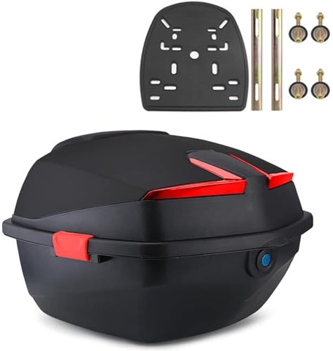 FJAUOQ Motorrad Topcase Für Roller Motorradkoffer Heckkoffer Kofferraum Mit Rückenlehne Abschließbar Universal Wasserdicht Motorräder Heckbox Für Moped Mofa Motorroller Motorcycle,A,40x40x30cm