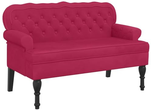 vidaXL Sitzbank mit Rückenlehne Weinrot 119,5x64,5x75 cm Samt