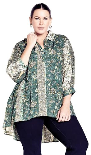 Avenue Damen Übergröße Bluse Athena PRT, Erste Rouge, 46 Plus