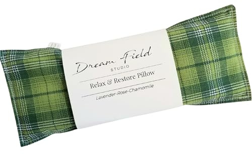 Dream Field Studio Organic Lavender Eye Pillow, Flaxseed Fill, Chamomile Rose Blend, Aromatherapy Eye Mask, Highland Plaid