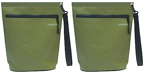 YUMQUA Sac Zippé étanche Polyvalent avec Poignée Lot de 2, Petits Vêtements Sales Maillot de Bain Humide Sac de Voyage Plage Natation Pêche, Vert armée