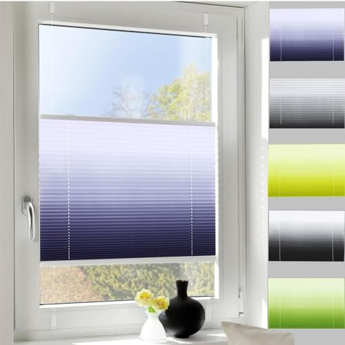 Klemmfix Plissee Ohne Bohren 90 x 130 cm Blickdicht Sichtschutz Sonnenschutz Jalousie für Fenster & Tür mit Klemmträger für Fenster und Tür, Lila
