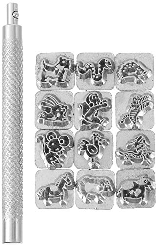TEHAUX 1 Satz 12 Sternzeichen-Drucke Blumen-Pressset Stempel Chinesisches Sternzeichen Schmuck Stanzset Alphabet-Stempel Zahlenstempel Gepresste Blumen-Set Prägestempel