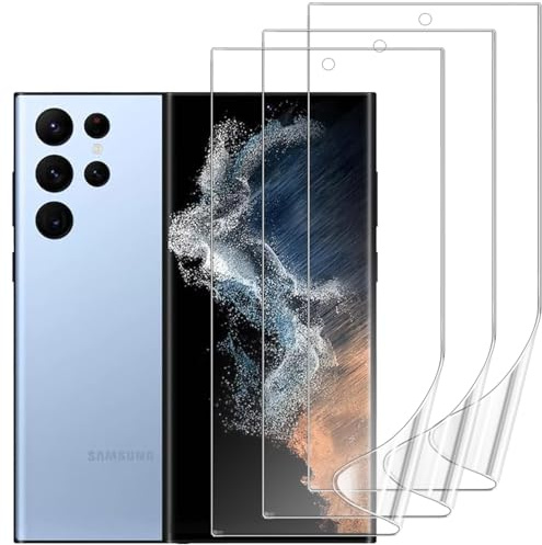 DYNASCO 3 Piezas Protector de Pantalla para Samsung Galaxy S22 Ultra, Película de TPU Hidrogel Flexible para Galaxy S22 Ultra 6.8, Admite Función de Huella Dactilar, Sin Burbujas, Fácil Instalación