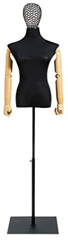 Schneiderpuppen-Schaufensterpuppen-Torso, Schaufensterpuppen-Ständer, Schwarz, Übergröße, Weiblicher Kleidungs-Schaufensterpuppen-Torso, Damen-Schneiderpuppe Mit Kunststoffarmen Und Höhenverstellbare