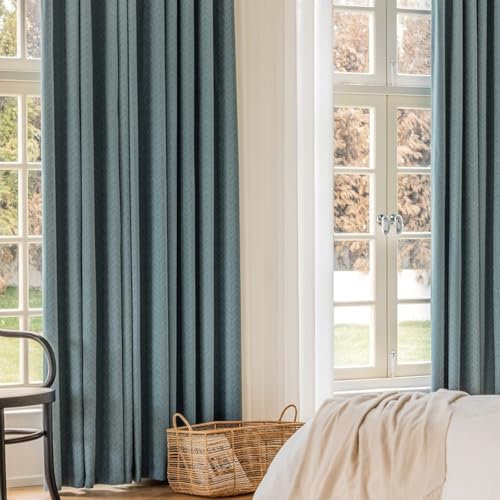 Daesar Vorhang Blickdicht Dunstblau, Gardinen mit Schlaufen 2er Set Modern Einfach 132x229CM Verdunklungsvorhänge Kinderzimmer Schlafzimmer Wohnzimmer