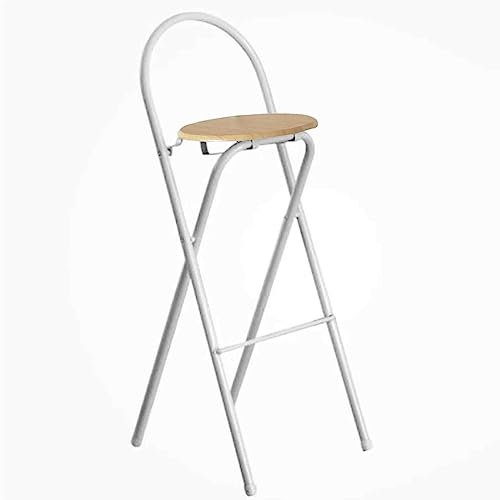 ASBEQUZBE Klapphocker für Erwachsene, tragbar, strapazierfähig, mit Rückenlehne, zusammenklappbarer Barhocker, Farbe Schwarz/Weiß/Holz, Sitzhöhe: 55/60/65/70/75, Tragkraft 300 lbs Stabilize