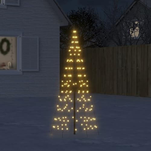 Brokky Luce Albero di Natale su Pennone 200LED Bianco Caldo 180cm-Albero di Natale Artificiale,Folto,Effetto Realistico,Rami a Gancio,Facile Montaggio,PVC,Ignifugo