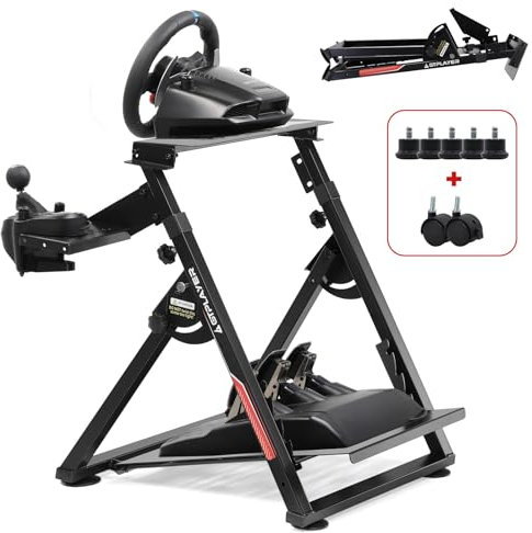 GTPLAYER Soporte de Volante para G923 G29 G920 T300RST500RS Gaming Volante Force Feedback & TH8A V1 Gear Shift - Reposapiés Ajustable en Altura, Rojo (Pro Red)