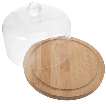VOSAREA Acrylic Cake Cover Food Cover Food Lid with Wooden Base for Tabletop Use Suitable for Cake Display Dessert Storage