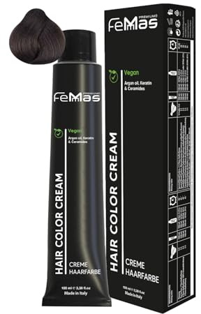 FemMas Colore per capelli biondo scuro ultra intenso 6.00 I crema professionale per capelli con olio di argan, cheratina e ceramidi, come colorazione permanente per capelli brillanti e duraturi, 100