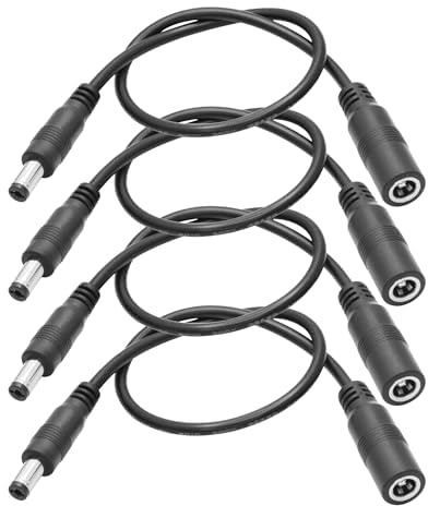 Riertostng 4Pcs DC Power Cord 1FT, DC 5.5 x 2.5 Female to 5.5 x 2.1 Male Plug Charging Cord Extension Cable 22AWG, for LED Desk Lamp, Small Fan Etc Other USB Equipment