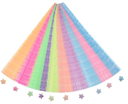 Veemoon 630stücke Leuchtende Stern Papier Streifen Origami Sternstreifen Noctilucence Diy Bastelmaterial Pentagramm Papierstreifen