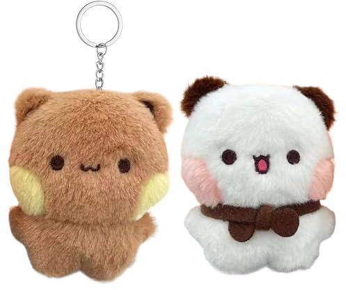 Chienc 2Paire de Porte-clés en Peluche | Pendentif Ours Panda - Jouet Animal en Peluche pour Sac à Dos & Cadeaux d'enfants