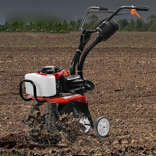 4-Stroke Petrol Tiller and Cultivator, 55cc Self-Propelled with 4 Blades, 10500 RPM Rotation Speed for Efficient Garden Tilling