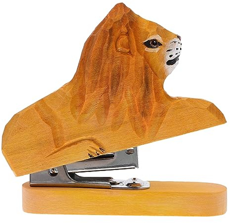 HOMSFOU Animal Stapler Reusable Paper Stapler Wooden Cute Animal for Office Creative Stationery Decorative Stapling Tool