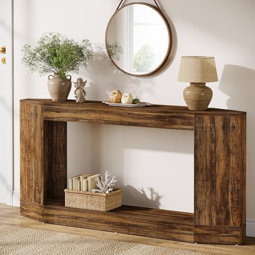 Tribesigns Table console de 160 cm avec espace de rangement, table basse derrière le canapé, écran pour entrée, couloir, foyer, design long et étroit pour le salon