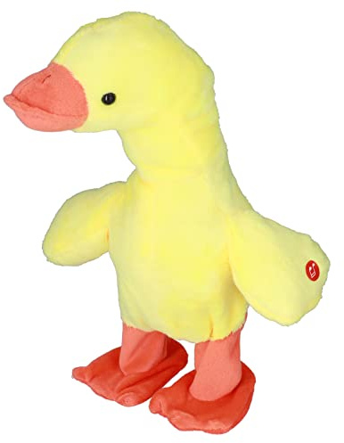 Aoaoy Talking Walking Duck Toy Soft Plush Electronic Duck Interactive Action Learning Educational Duck with Music Electronic Plush Toy for Girl and Boys