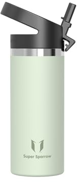 Super Sparrow Water Bottle Insulated - 500ml - Wide Mouth Metal Bottle - Wide Mouth SwivelSip Flask - BPA Free, Leak Proof - Ergonomic Straw Water Bottles for Work, Gym, Travel, Sports