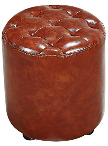 Cube-Pouf aus Leder, quadratischer Fußhocker mit Massivholzsockel, stilvolle Leder-Polsterbank für Wohnzimmer, Couchtisch, 35 x 35 x 40 cm