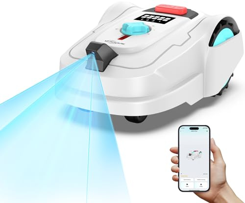 YARDCARE M800Plus Robot Cortacésped sin Cable Perimetral, GPS y Visión IA, 800 m², Robot Cortacésped sin Cables, Modo de Corte en U, Detección de 150 Obstáculos, Carga Automática, Control por App