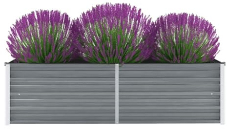 Massbinet Garten-Hochbeet Pflanzenbeet Wetterfestes Stahlblech Hochbeet für Gemüse Erhöhte Extragroße Gemüsebeet Frühbeet Gartenbeet Pflanzkübel Blumenkasten für Garten 160x40x45 cm Grau