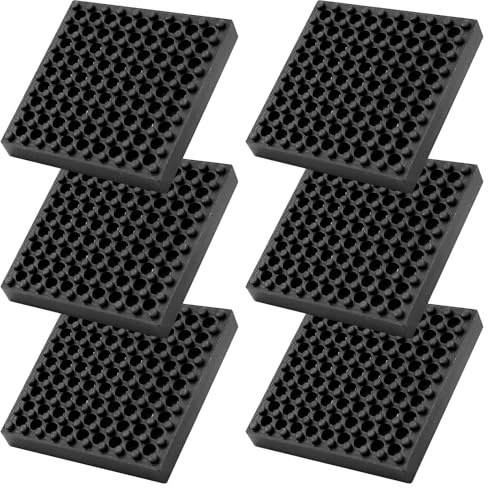 6 Vibrationsdämpfende Gummi-Matten, 4 x 4 x 0,8 cm, rutschfeste Pads für Fitnessgeräte und schwere Maschinen