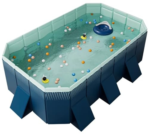 Piscine pliable, Piscine rectangulaire pliable en PVC pour jardin et extérieur, Grand bassin gonflable familial pour les fêtes d’eau d’été dans la cour arrière