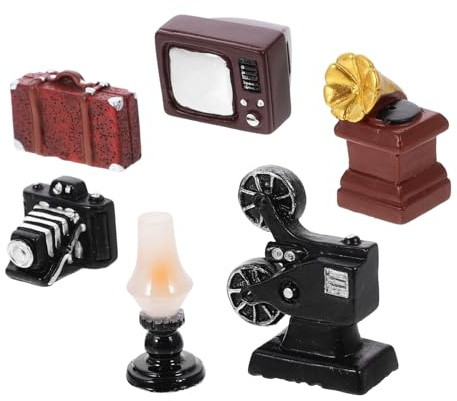 NUOBESTY Accessori Miniatura Vintage per Casa delle Bambole Modellino Grammofono e Elettrodomestici Retrò per Decorazione Soggiorno e Camera Realistici per Scenografie e Fotografia
