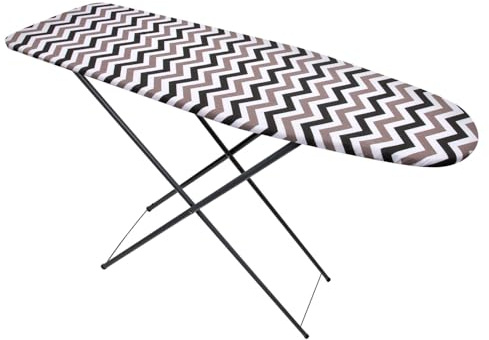 KADAX Tabla de planchar de 118 x 36 cm, altura ajustable con estructura metálica resistente, funda extraíble, práctica superficie de almacenamiento y pies antideslizantes (zigzag)