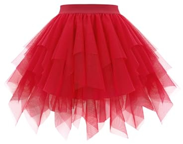 Girstunm Mini Tüllrock Damen Hoch Taille Unregelmäßiger tüllrock Karneval Kostüm Unterrock