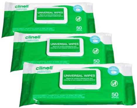 Clinell Universal Cleaning and Disinfectant Wipes - Pack of 150 Multi-Purpose Wipes, Kills 99.99% of Germs, Effective from 30 Seconds