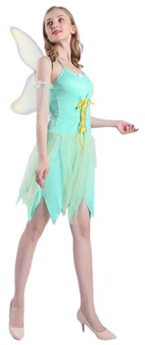 Generisch Kostüm Erwachsene Elegantes Blumenfeenkostüm für Gartenpartykleid mit Blattrankendetails Green ONE SIZE