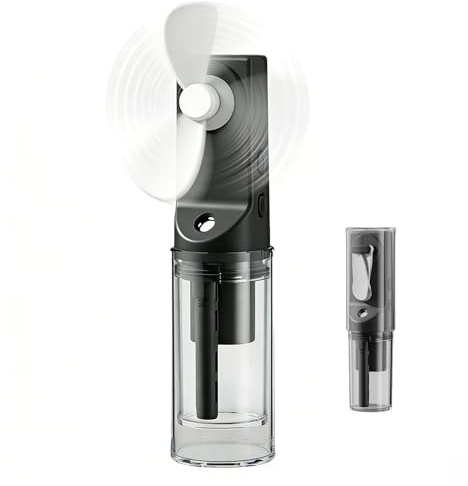 Mini ventilateur portatif avec brume d'eau, rechargeable par USB, avec 4 vitesses de vent, brouillard de refroidissement, petit ventilateur pour bureau, voyage et camping (noir)
