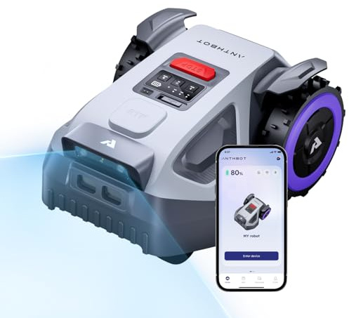 ANTHBOT M9 Robot cortacésped inalámbrico, NetRTK, 4G, batería de 5000 mAh, Recomendado 1000 m², máximo 1200 m², Pendiente de 24° (45%), soporta 2RTK diseñado para Jardines Delanteros y Traseros