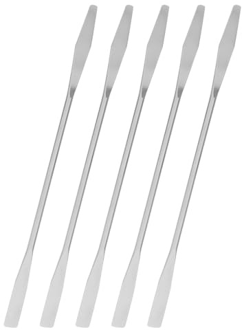 SKISUNO Espátulas de Maquillaje de Acero Inoxidable 5 Piezas, Varillas Mezcladoras Cosméticas de 15 Cm para Base, Esmaltes y Cremas, Herramienta Profesional para Salones y Uso Personal