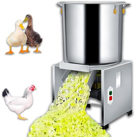 WTRYRN Affettatrice per Verdure Professionale da 220 V, 3500 Giri/min, Robusta taglierina in Acciaio Inox con 4 Lame per la Lavorazione di mangimi per pollame, Alimentazione efficiente degli Animali