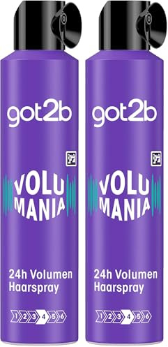 GOT2B Haarspray Volumania Halt 4 (300 ml), voluminisierendes Haarspray für sofortiges Volumen ohne Beschweren für bis zu 24 h, Volumen Spray schützt das Haar vor dem Austrocknen (Packung mit 2)