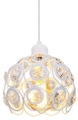 PETITES ECREVISSES Lustre Suspension Luminaire Moderne Cristal Industrielle E27 Lampe de plafond Vintage Abat-jour Φ20cm Design pour Salon Chambre Restaurant (Blanc)