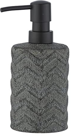 WENKO Seifenspender Mantua, nachfüllbarer Seifendosierer für Flüssigseife und Lotion aus edler Keramik, ideal für Badezimmer und Gäste-WC, handbemalt, Ø 7,5 x 16,5 cm, Füllmenge 360 ml, Schwarz