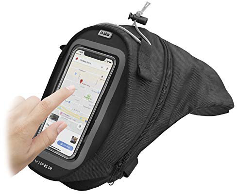 SBS Oberschenkeltasche für Motorradfahrt - Handytasche bis 6 Zoll mit Touchfenster, wasserfest nach IPX3, 2 verstellbaren Clips zur Befestigung & Reißverschluss zum Schließen - Motorrad Tasche